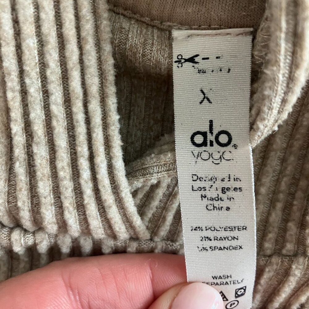 ALO Yoga Tan Ribbed Hoodie - Picture 3 of 4